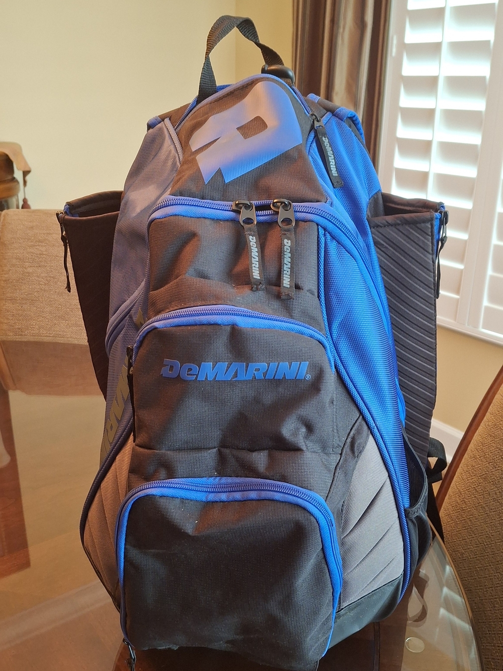 DeMarini Voodoo Rebirth Kids Baseball Backpack — Blue/Black